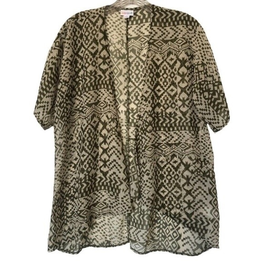 LuLaRoe Girls Size 3 Bianka Green Open Front Top Kimono Cardigan